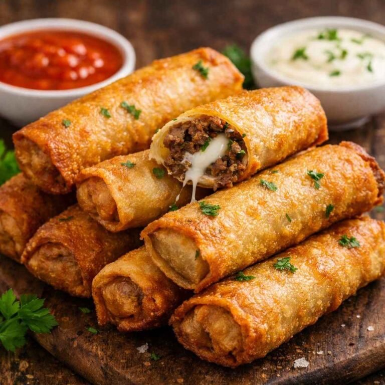 Crispy Beef Rolls with Cheese and Herbs