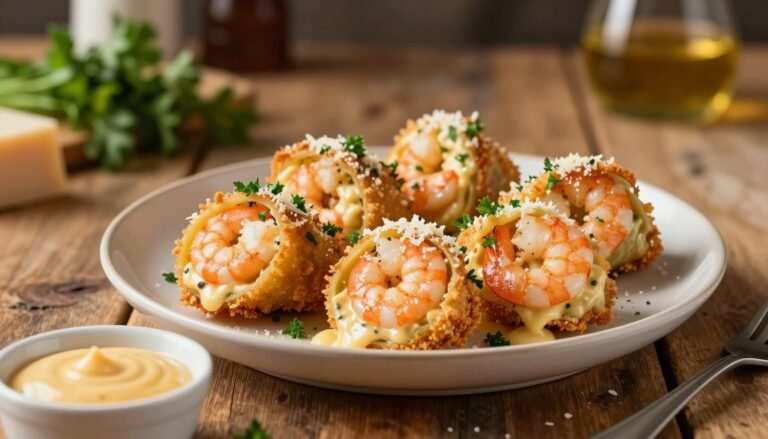 Crispy Shrimp Alfredo Rolls